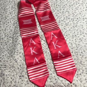 Pinkish Red and White Greek Letter Alpha Kappa Alpha Stole